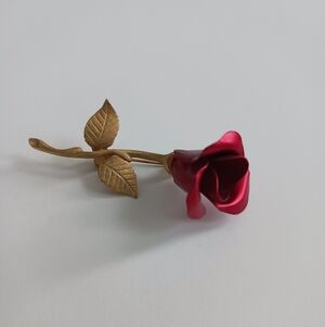 Vintage Brass Rose Brooch